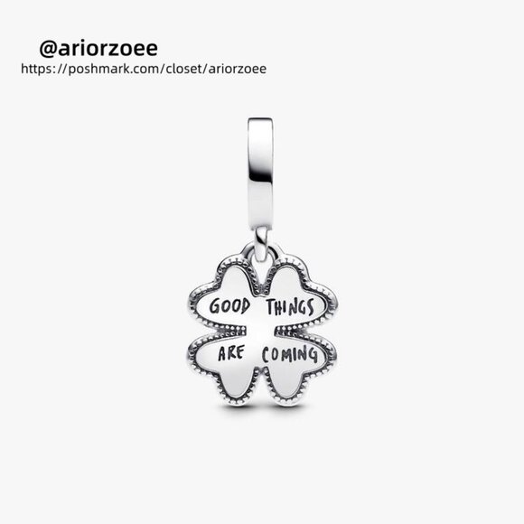 Pandora Spinnable Four Leaf Diamond Dangle Charm - Picture 2 of 6